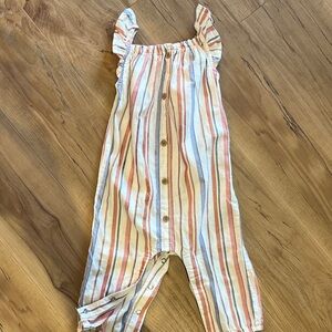 Carter's Striped Button Romper in Cream, Coral & Blue-so sweet 🍰